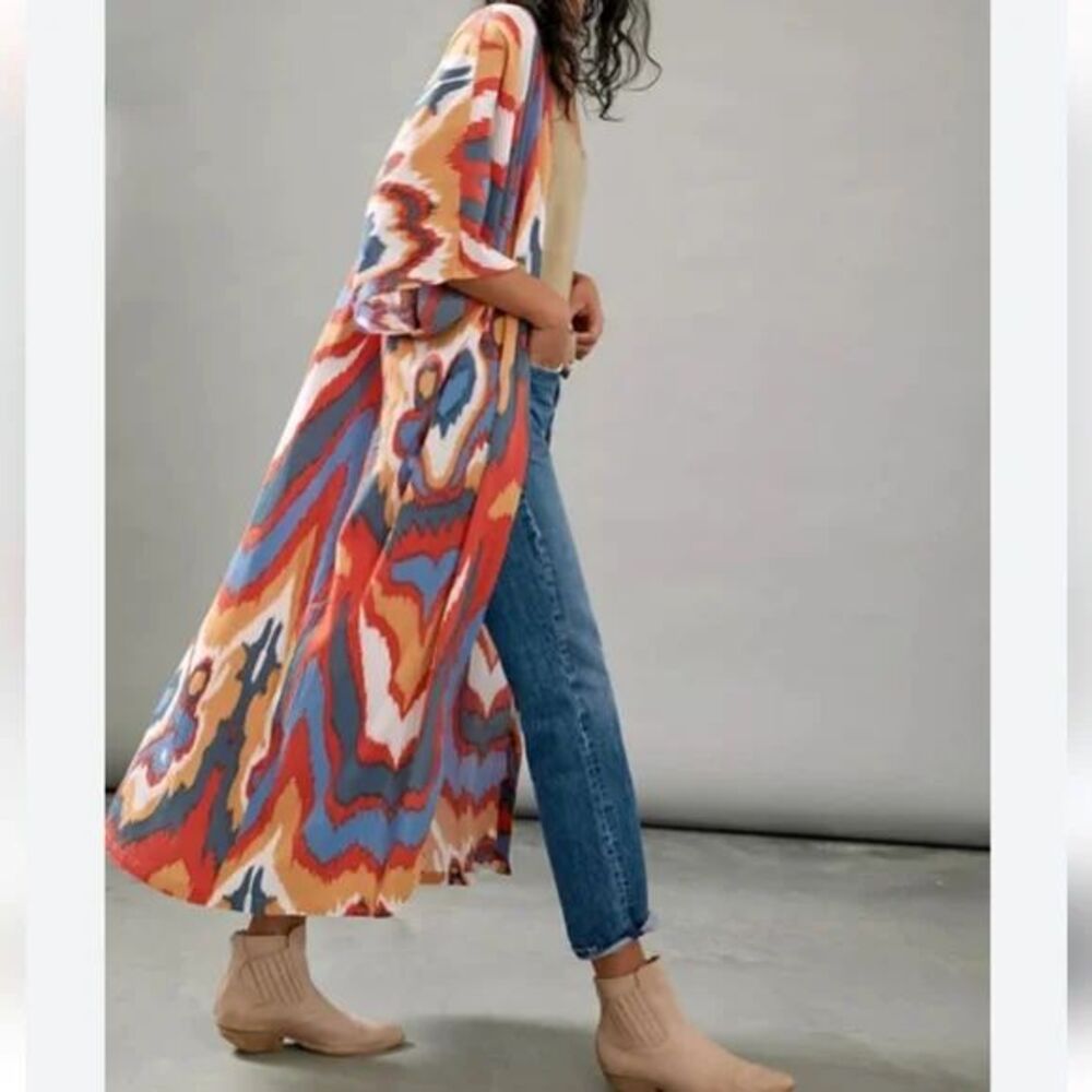 Bel Kazan Anthropologie One Size Rode Beachwear Kaftan Coverup Duster Kimono